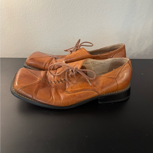 Vintage Giorgio V Men’s Brown Leather Square Oxford Shoes Size 10 - Picture 1 of 8